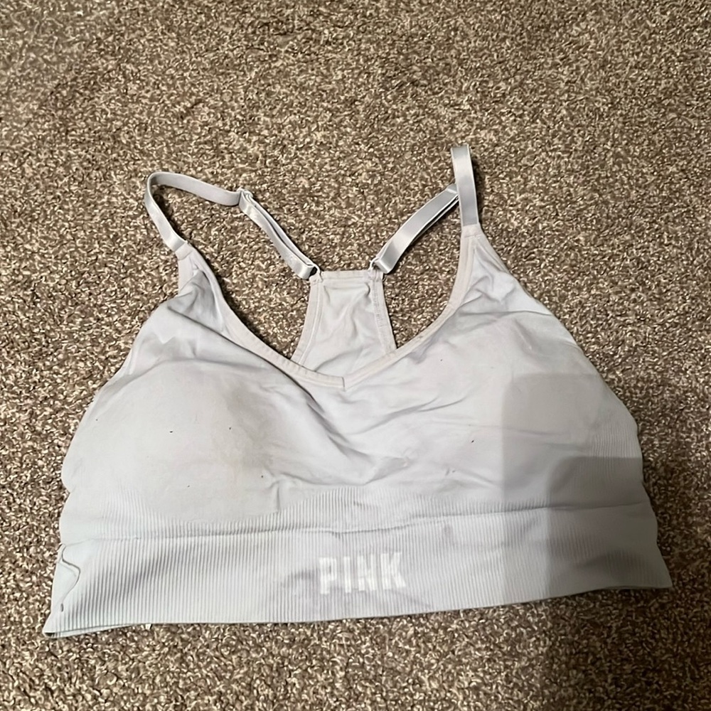 A blue sports bra from pink!